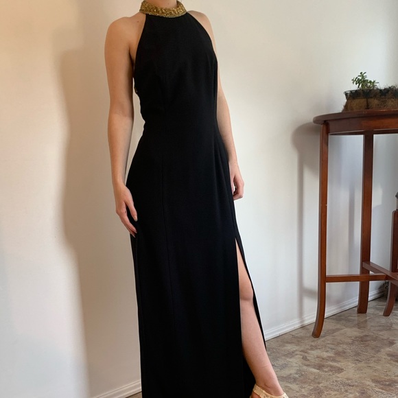 A.J. Bari Vintage Gown with Beaded Straps - Picture 6 of 16